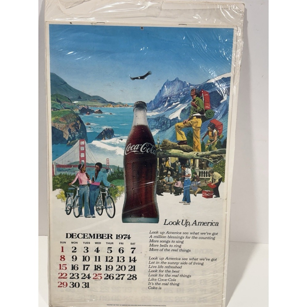 Coca Cola Coke Advertising 1974 Calendar Look Up America‎ Ephemera Vintage